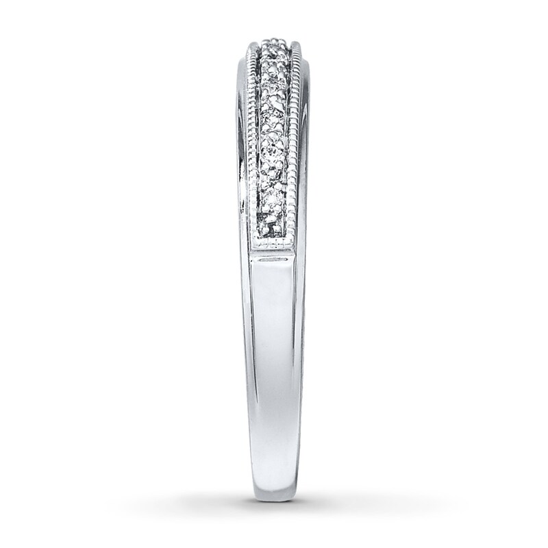 Main Image 3 of Previously Owned Diamond Wedding Band 1/20 ct tw Round-cut 10K White Gold - Size 4.75