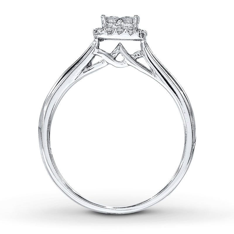 Previously Owned Diamond Engagement Ring 1/4 ct tw Princess & Round-cut 10K White Gold - Size 10