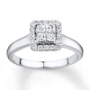 Thumbnail Image 0 of Previously Owned Diamond Engagement Ring 1/4 ct tw Princess & Round-cut 10K White Gold - Size 3.5