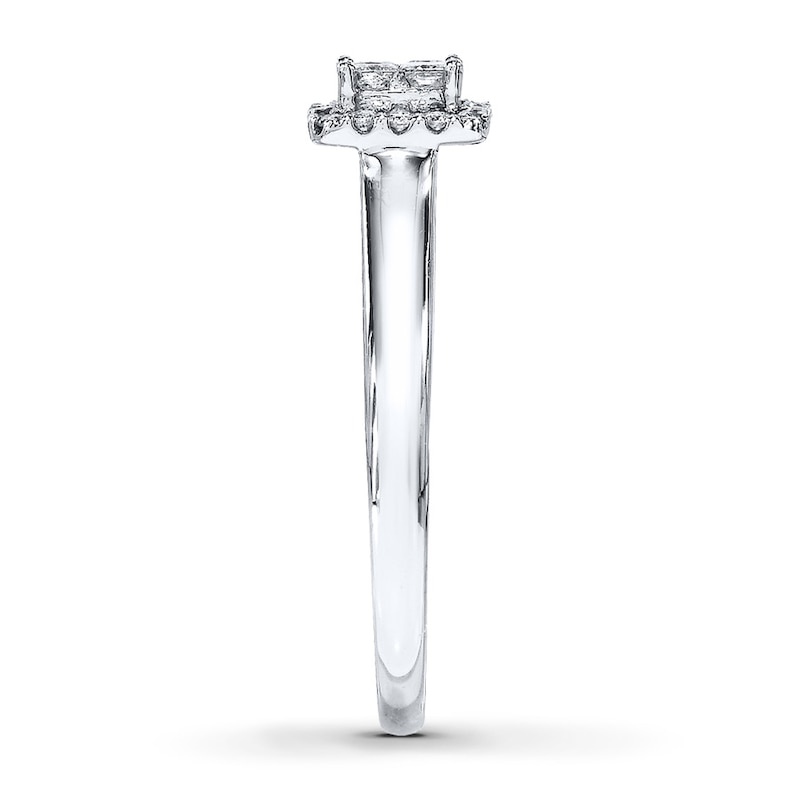 Previously Owned Diamond Engagement Ring 1/4 ct tw Princess & Round-cut 10K White Gold - Size 3.5