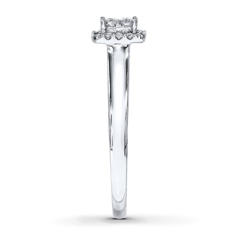 Previously Owned Diamond Engagement Ring 1/4 ct tw Princess & Round-cut 10K White Gold - Size 3.5