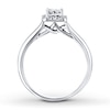 Thumbnail Image 1 of Previously Owned Diamond Engagement Ring 1/2 ct tw Princess & Round-cut 10K White Gold - Size 3