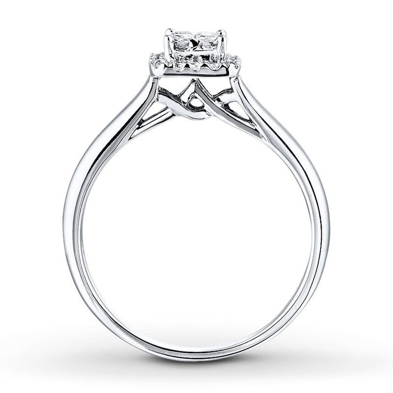 Previously Owned Diamond Engagement Ring 1/2 ct tw Princess & Round-cut 10K White Gold - Size 3