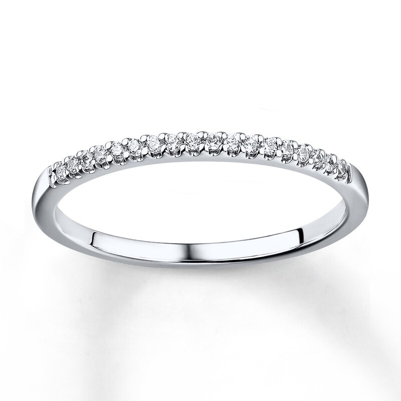 Main Image 1 of Previously Owned Diamond Wedding Band 1/10 ct tw Round-cut 10K White Gold - Size 9.5