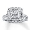 Thumbnail Image 1 of Previously Owned Diamond Engagement Ring 1 ct tw Princess & Round-cut 14K White Gold - Size 11.75