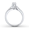 Thumbnail Image 1 of Previously Owned Engagement Ring 1/4 ct tw Princess & Round-cut Diamonds 10K White Gold - Size 12