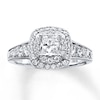 Thumbnail Image 1 of Previously Owned Diamond Engagement Ring 1-1/5 ct tw Princess & Round-cut 14K White Gold - Size 3.75