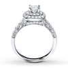 Thumbnail Image 2 of Previously Owned Diamond Engagement Ring 1-1/5 ct tw Princess & Round-cut 14K White Gold - Size 3.75