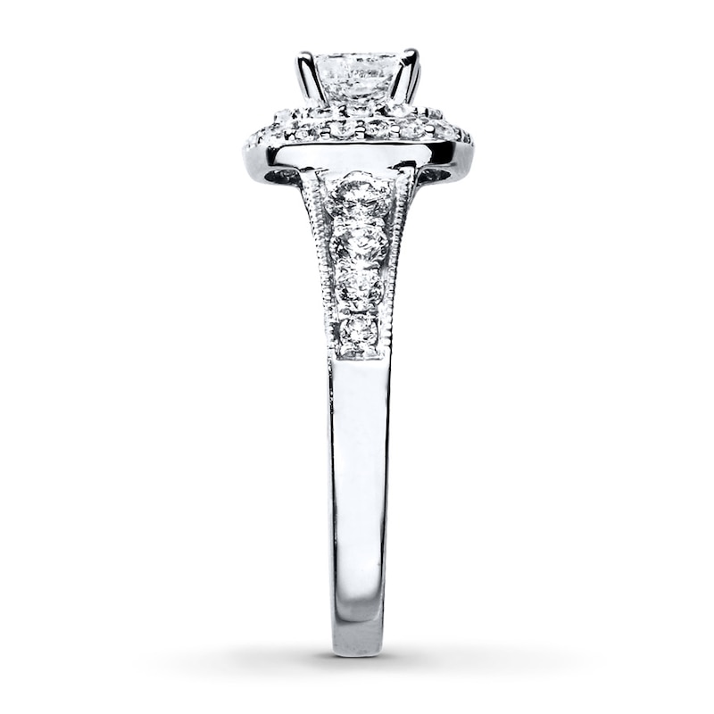 Previously Owned Diamond Engagement Ring 1-1/5 ct tw Princess & Round-cut 14K White Gold