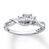 Thumbnail Image 0 of Previously Owned 3-Stone Diamond Ring 1/2 ct tw Princess & Round-cut 10K White Gold - Size 3.25