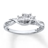 Thumbnail Image 1 of Previously Owned 3-Stone Diamond Ring 1/2 ct tw Princess & Round-cut 10K White Gold - Size 3.25