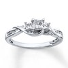 Thumbnail Image 1 of Previously Owned 3-Stone Diamond Ring 1/2 ct tw Princess & Round-cut 10K White Gold - Size 4.5
