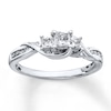 Thumbnail Image 0 of Previously Owned 3-Stone Diamond Ring 1/2 ct tw Princess & Round-cut 10K White Gold - Size 4.75