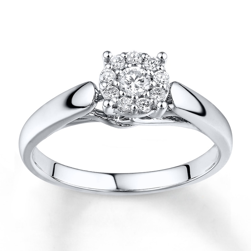 Previously Owned Diamond Engagement Ring 1/4 ct tw Round-cut 10K White Gold - Size 10.75