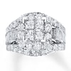 Previously Owned Diamond Engagement Ring 4 ct tw Princess, Baguette & Round-cut 14K White Gold
