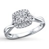 Thumbnail Image 1 of Previously Owned Diamond Engagement Ring 1/3 ct tw Princess & Round-cut 10K White Gold - Size 11.5