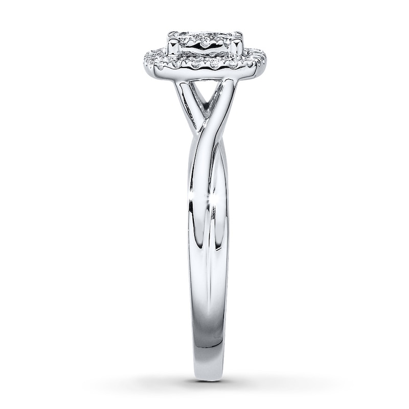 Main Image 3 of Previously Owned Diamond Engagement Ring 1/3 ct tw Princess & Round-cut 10K White Gold - Size 11.5
