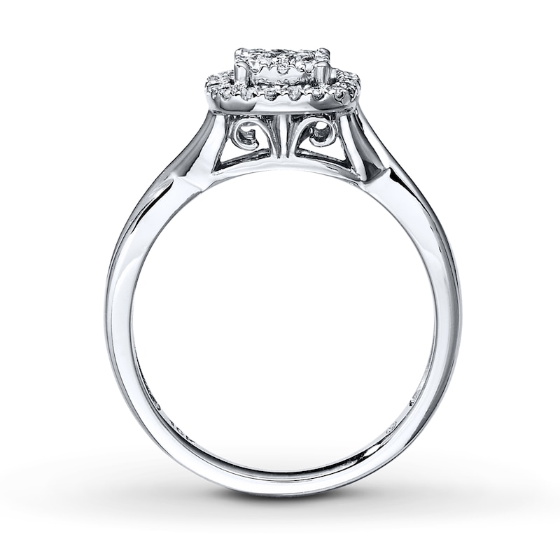 Previously Owned Diamond Engagement Ring 1/3 ct tw Princess & Round-cut 10K White Gold - Size 4