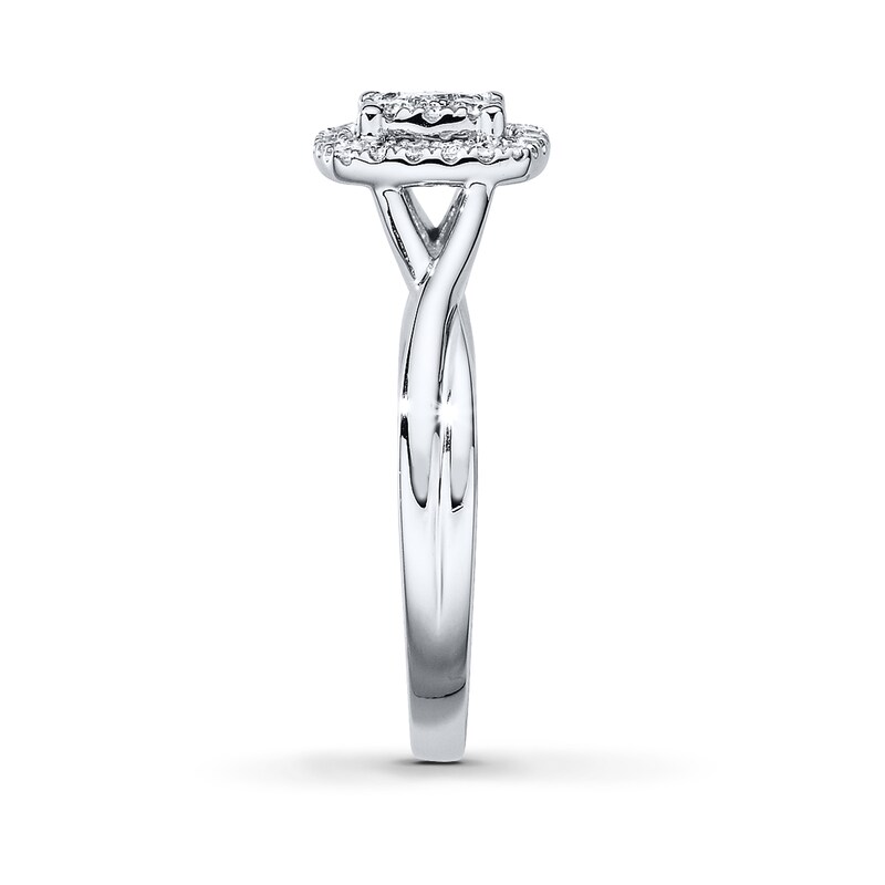 Main Image 3 of Previously Owned Diamond Engagement Ring 1/3 ct tw Princess & Round-cut 10K White Gold - Size 4