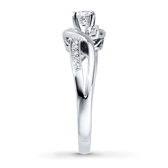 Thumbnail Image 3 of Previously Owned Three-Stone Engagement Ring 3/8 ct tw Round-cut Diamonds 14K White Gold Size 4.5
