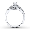 Previously Owned Three-Stone Engagement Ring 3/8 ct tw Round-cut Diamonds 14K White Gold