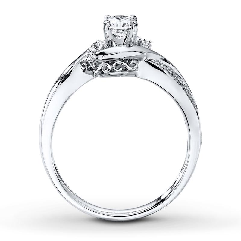Previously Owned Three-Stone Engagement Ring 3/8 ct tw Round-cut Diamonds 14K White Gold - Size 9.75