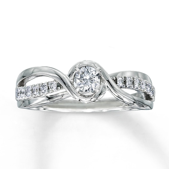 Previously Owned Diamond Engagement Ring 1/3 ct tw Round-cut 10K White Gold Size 3.75