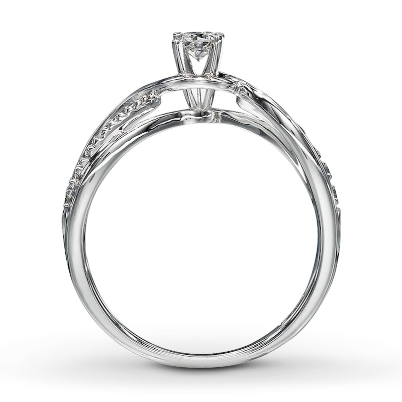 Main Image 2 of Previously Owned Diamond Engagement Ring 1/3 ct tw Round-cut 10K White Gold - Size 3.75