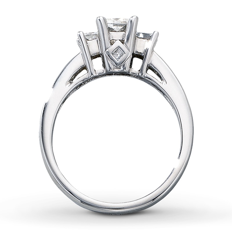 Previously Owned Three-Stone Diamond Engagement Ring 1 ct tw Princess-cut 14K White Gold
