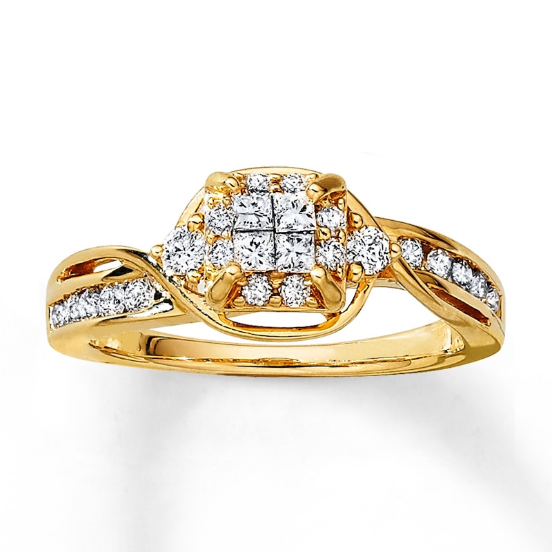 Previously Owned Diamond Engagement Ring 5/8 ct tw Princess & Round-cut 10K Yellow Gold - Size 10.25