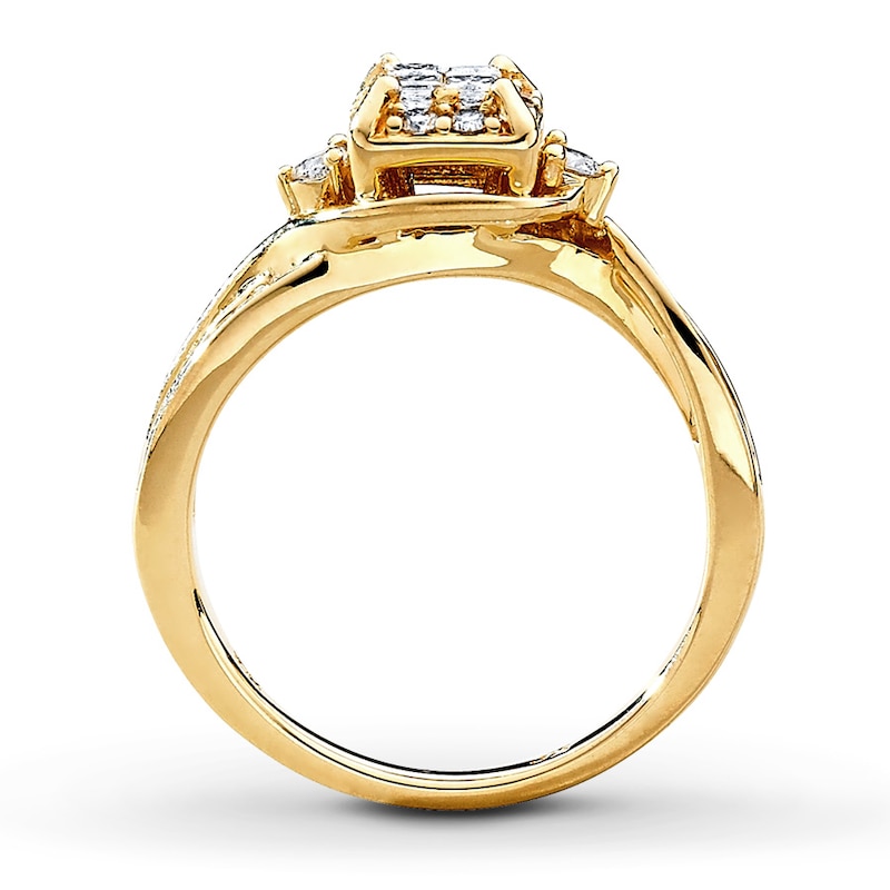 Previously Owned Diamond Engagement Ring 5/8 ct tw Princess & Round-cut 10K Yellow Gold