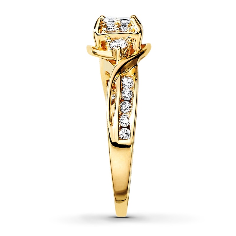 Previously Owned Diamond Engagement Ring 5/8 ct tw Princess & Round-cut 10K Yellow Gold - Size 10.25