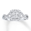 Thumbnail Image 1 of Previously Owned Diamond Engagement Ring 3/4 ct tw Princess & Round-cut 14K White Gold - Size 4.5