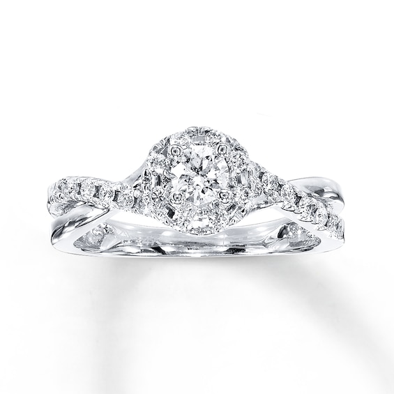 Previously Owned Diamond Engagement Ring 1/2 ct tw Round-cut 10K White Gold Size