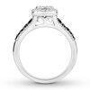Thumbnail Image 2 of Previously Owned Black/White Diamond Engagement Ring 3/4 ct tw Princess & Round-cut 14K White Gold - Size 9.25