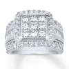 Previously Owned Diamond Engagement Ring 3 ct tw Princess, Baguette & Round-cut  10K White Gold