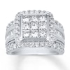 Thumbnail Image 1 of Previously Owned Diamond Engagement Ring 3 ct tw Princess, Baguette & Round-cut 10K White Gold Size 10