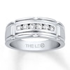 Thumbnail Image 1 of Previously Owned Men's THE LEO Wedding Band 3/8 ct tw Round-cut 14K White Gold - Size 12.25