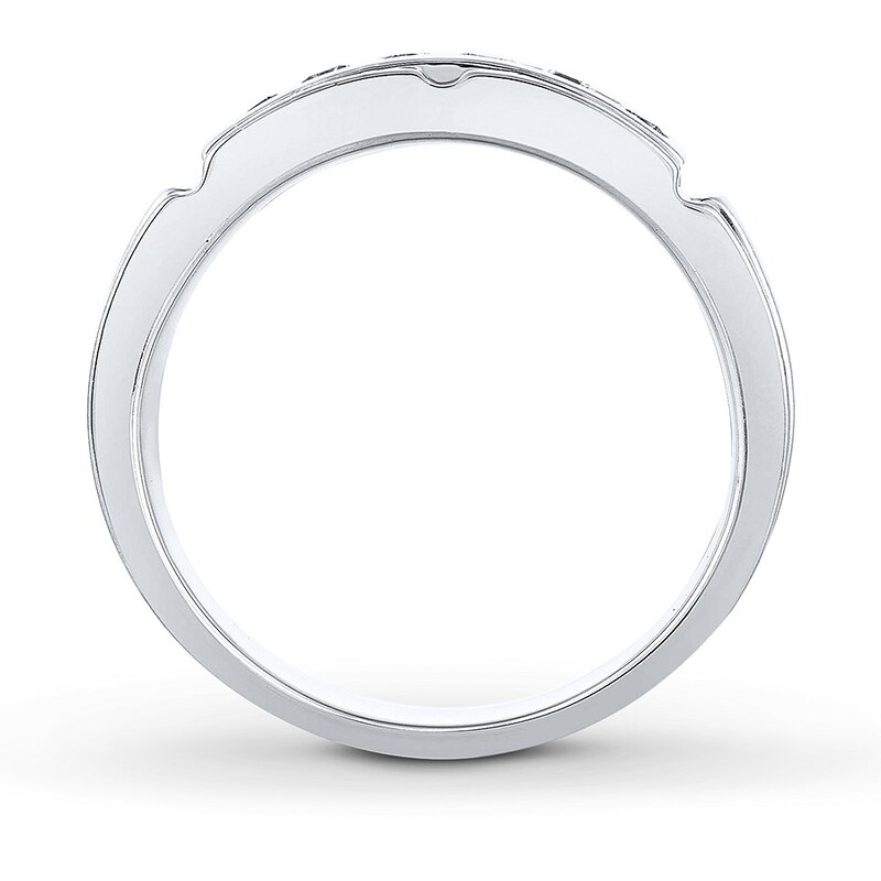 Main Image 2 of Previously Owned Men's THE LEO Wedding Band 3/8 ct tw Round-cut 14K White Gold - Size 12.25