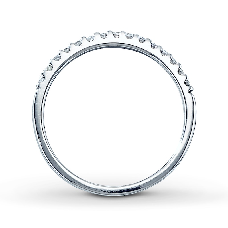 Main Image 2 of Previously Owned Wedding Band 1/4 ct tw Round-cut Diamonds 14K White Gold - Size 2.75
