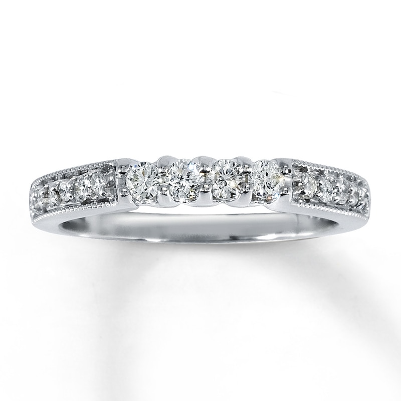 Main Image 1 of Previously Owned Diamond Wedding Band 1/3 ct tw Round-cut 14K White Gold - Size 3.25