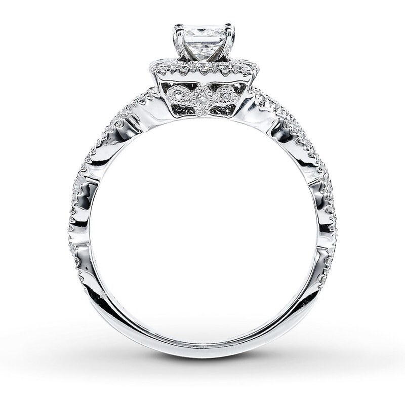 Previously Owned Neil Lane Engagement Ring 1 ct tw Princess & Round-cut Diamonds 14K White Gold - Size 4