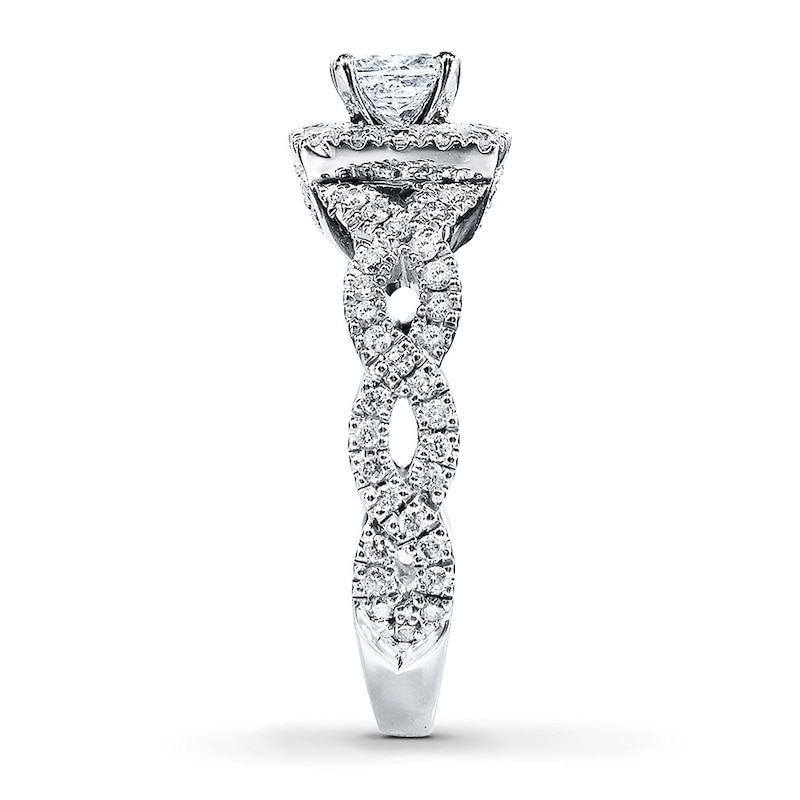 Previously Owned Neil Lane Engagement Ring 1 ct tw Princess & Round-cut Diamonds 14K White Gold - Size 4