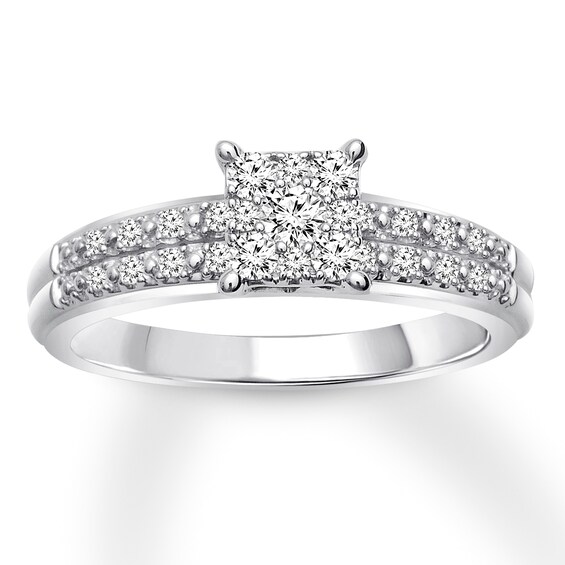 Previously Owned Diamond Engagement Ring 1/4 ct tw Round-cut 10K White Gold Size
