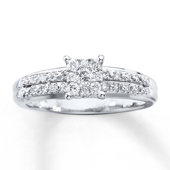 Previously Owned Diamond Engagement Ring 1/4 ct tw Round-cut 10K White Gold Size