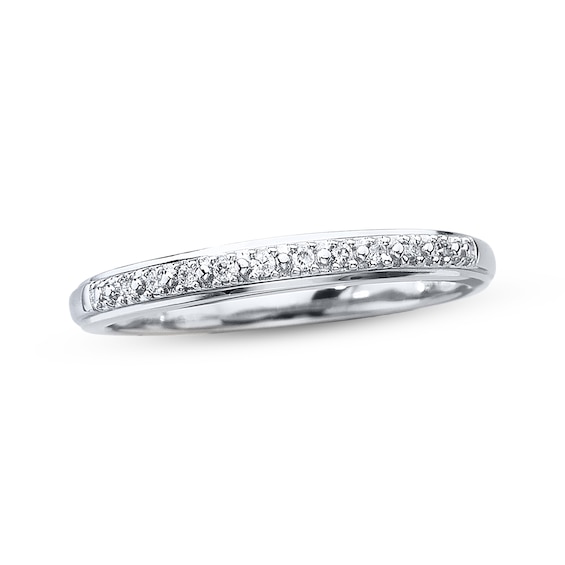 Previously Owned Diamond Wedding Band 1/20 ct tw Round-cut 10K White Gold Size 4.5