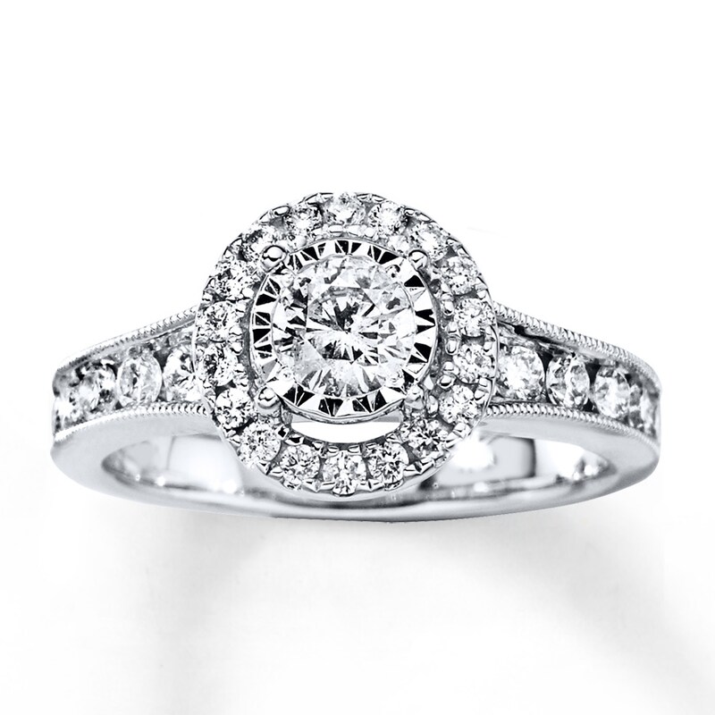 Main Image 1 of Previously Owned Diamond Engagement Ring 1 ct tw Round-cut 14K White Gold Size 9.5