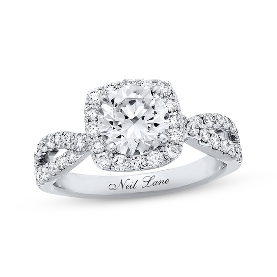Previously Owned Neil Lane Diamond Engagement Ring 2-1/5 ct tw Round-cut 14K White Gold Size 4.25