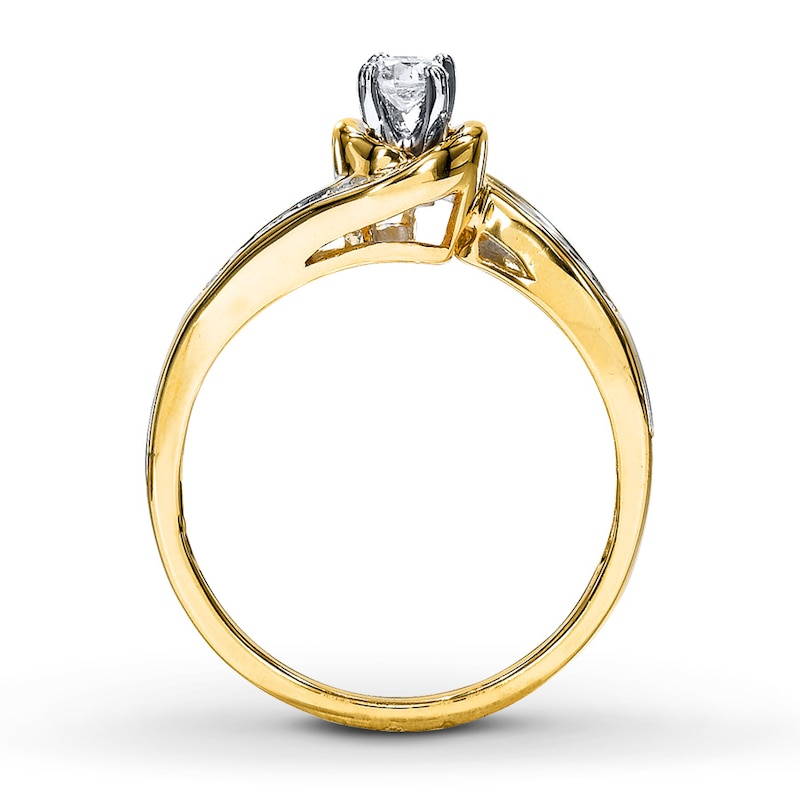 Main Image 2 of Previously Owned Diamond Engagement Ring 1/4 ct tw Round-cut 14K Yellow Gold Size 10.5