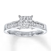 Thumbnail Image 0 of Previously Owned Diamond Engagement Ring 5/8 ct tw Princess, Round & Baguette-cut 14K White Gold - Size 4